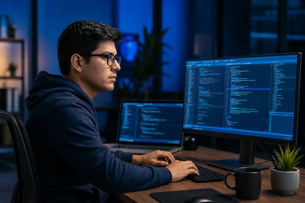 Estudiante programando