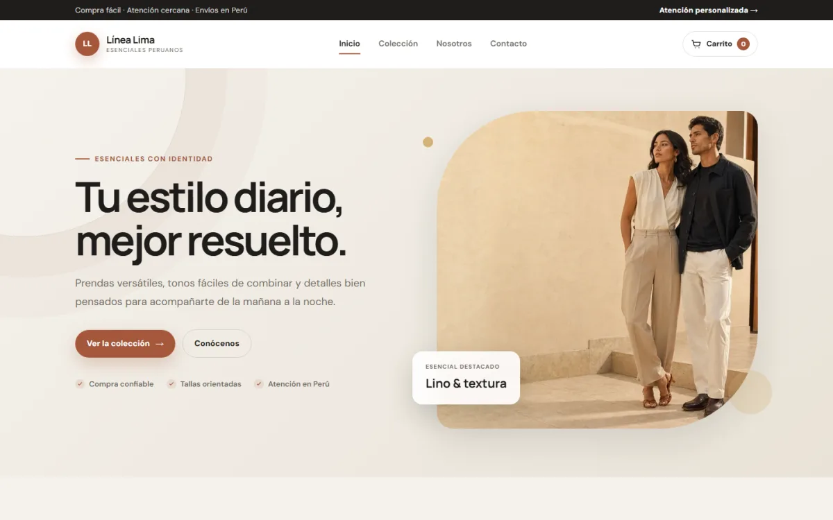 Vista previa de Línea Lima — Tienda de ropa