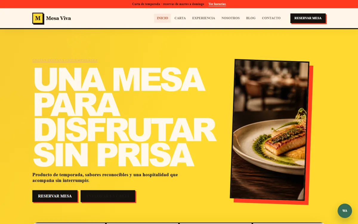 Vista previa de Mesa Viva — Restaurante